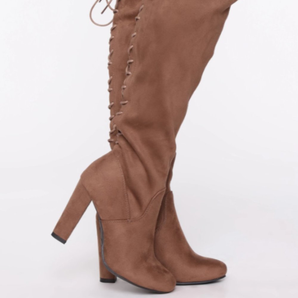 Brown Lace Up Back Boot